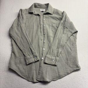 American Eagle Cotton Button Up Top Womens Lightweight Oversized XS Seafoam